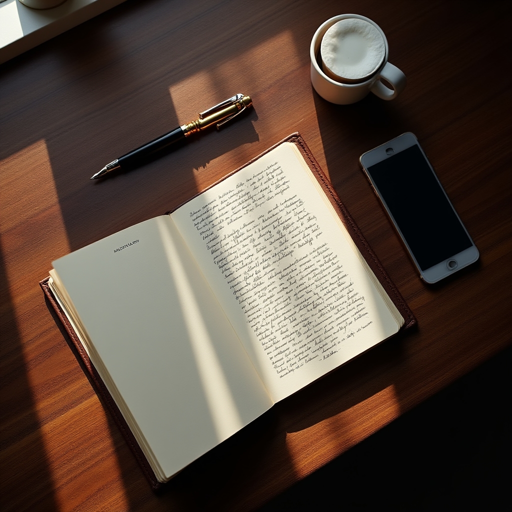 Diario profesional sobre escritorio de directivo